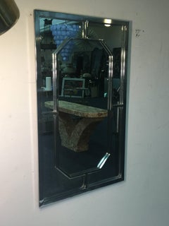 Modern Chrome Rectangular Mirror with Octagonal Center
