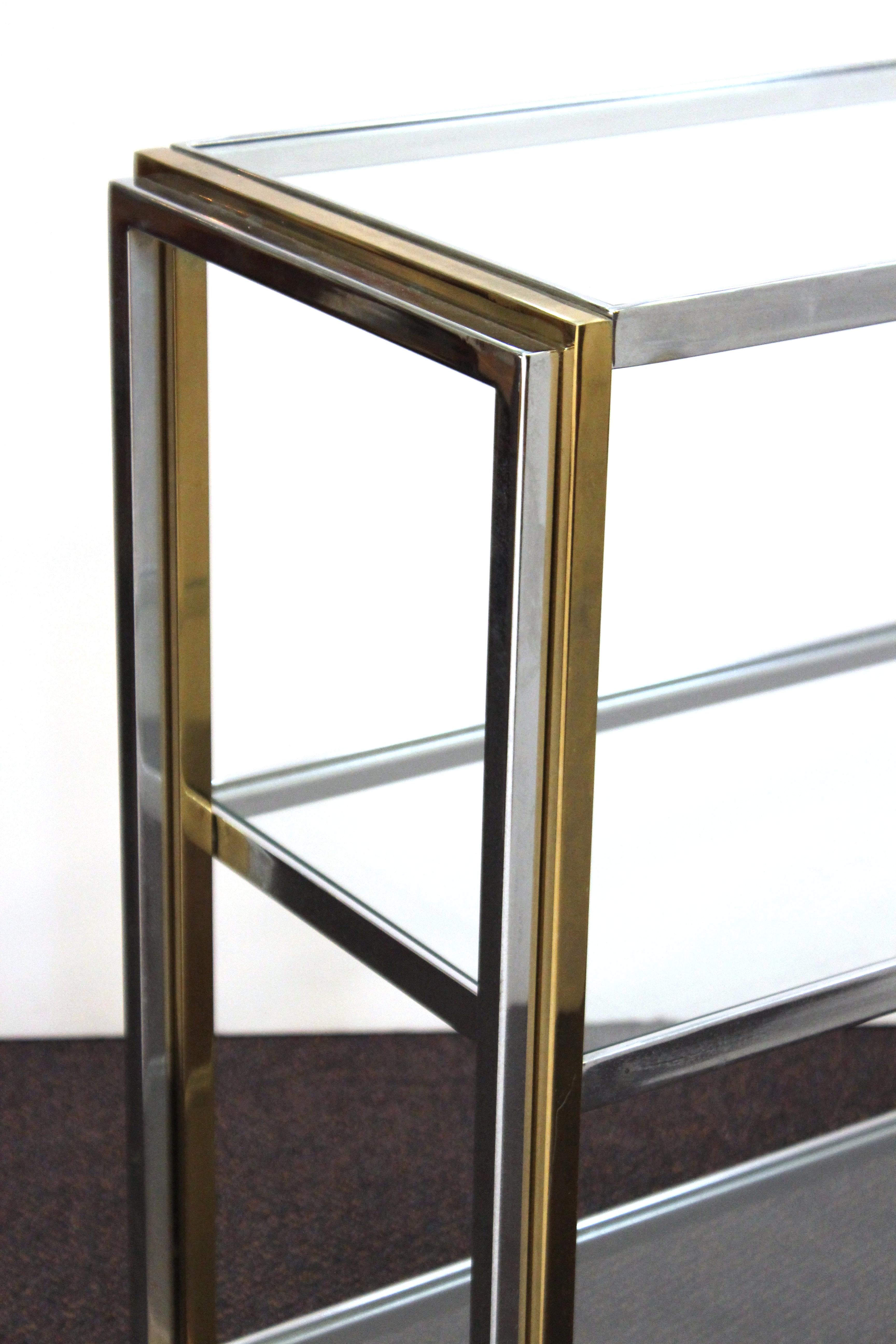 20th Century Modern Chrome Sideboard with Glass Shelves