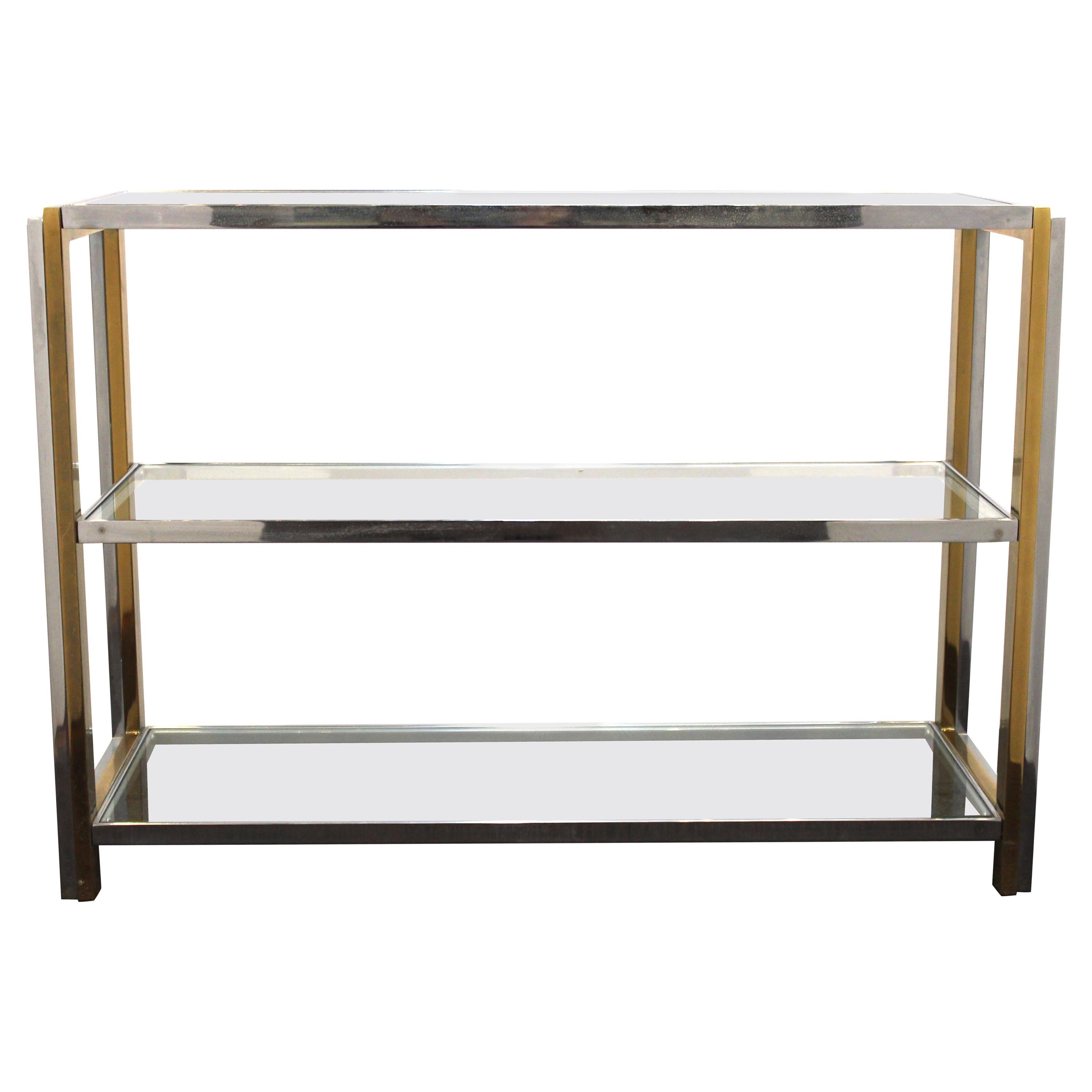 Modern Chrome Sideboard with Glass Shelves