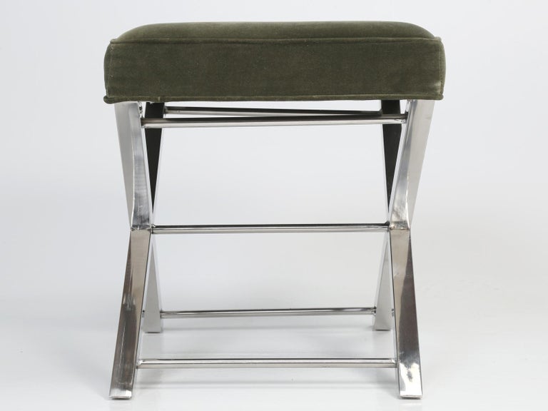 X Style Stool Modern Chrome Stool with Classic X-Style Frame in Original Condition ...