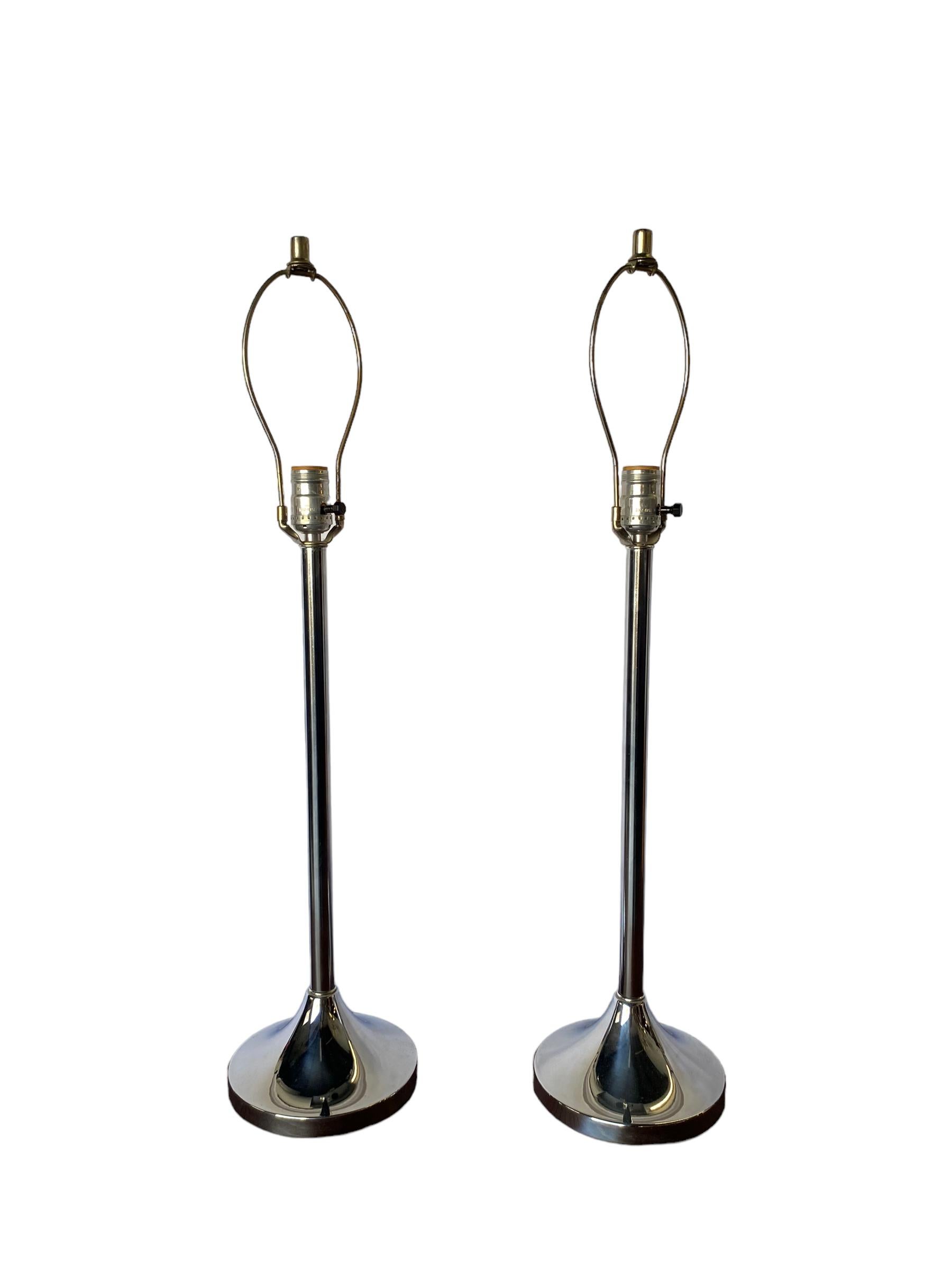 20th Century Modern Chrome Table Lamps