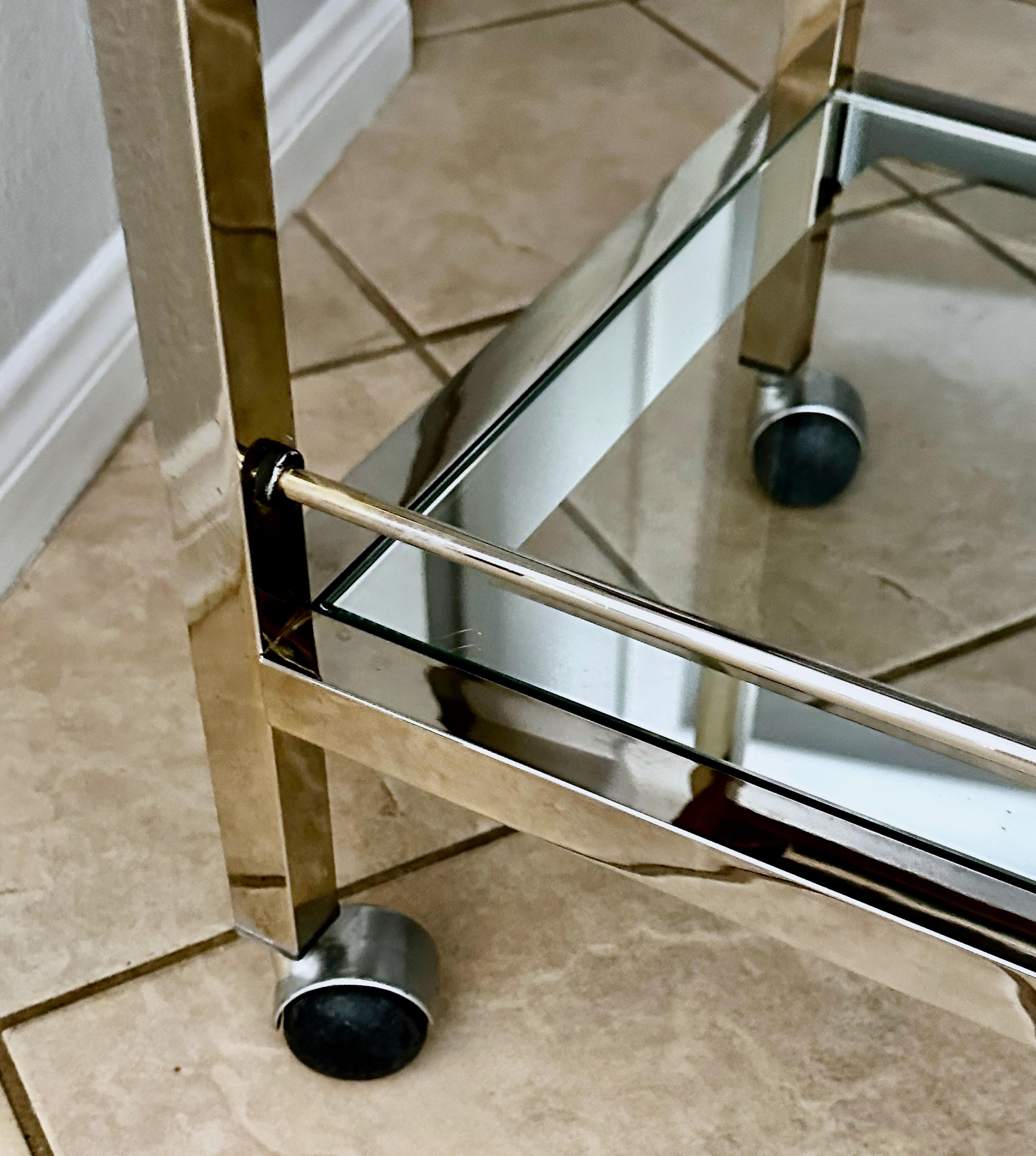 Modern Chrome Two-Tier Bar Cart For Sale 7