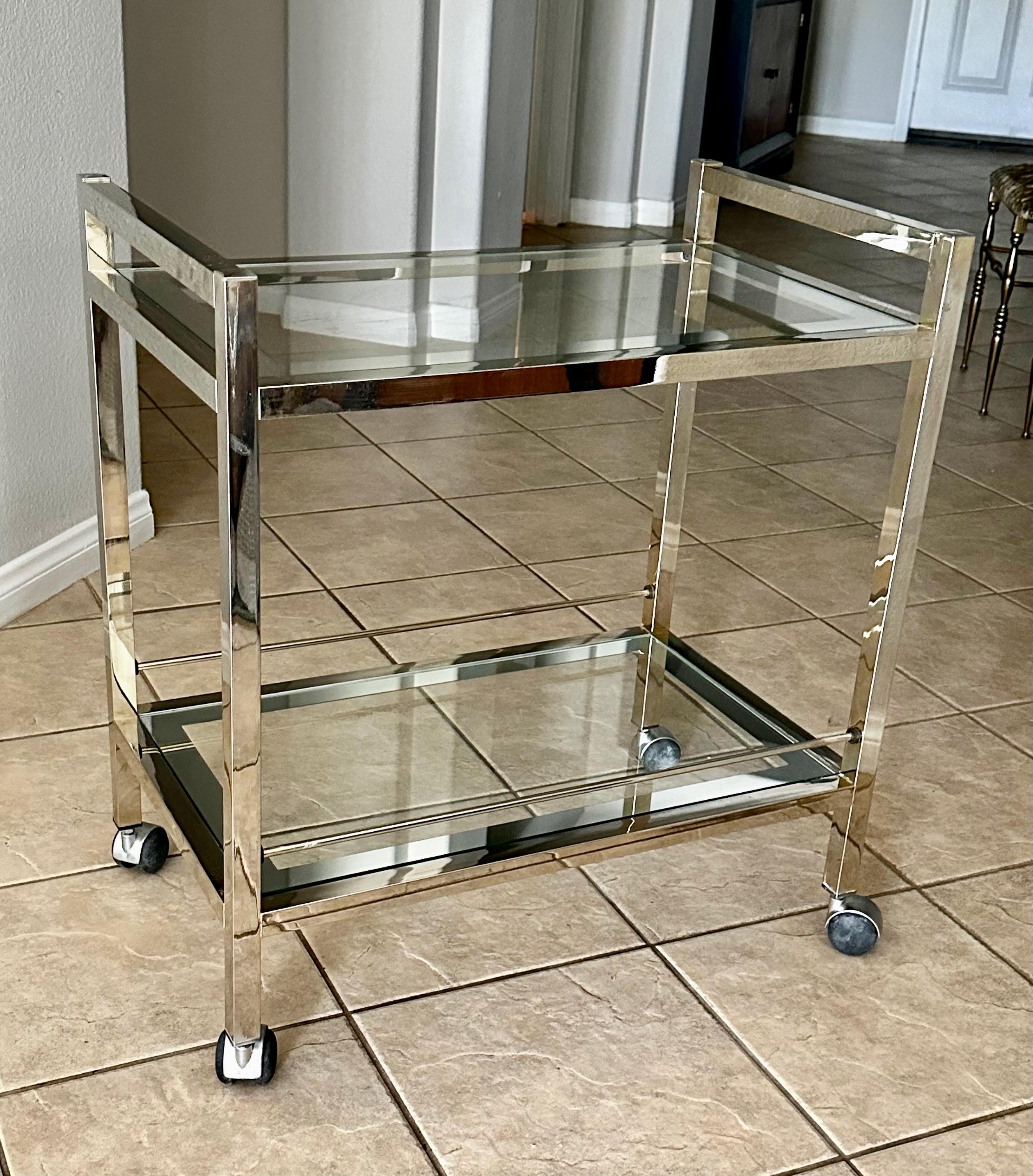20th Century Modern Chrome Two-Tier Bar Cart For Sale