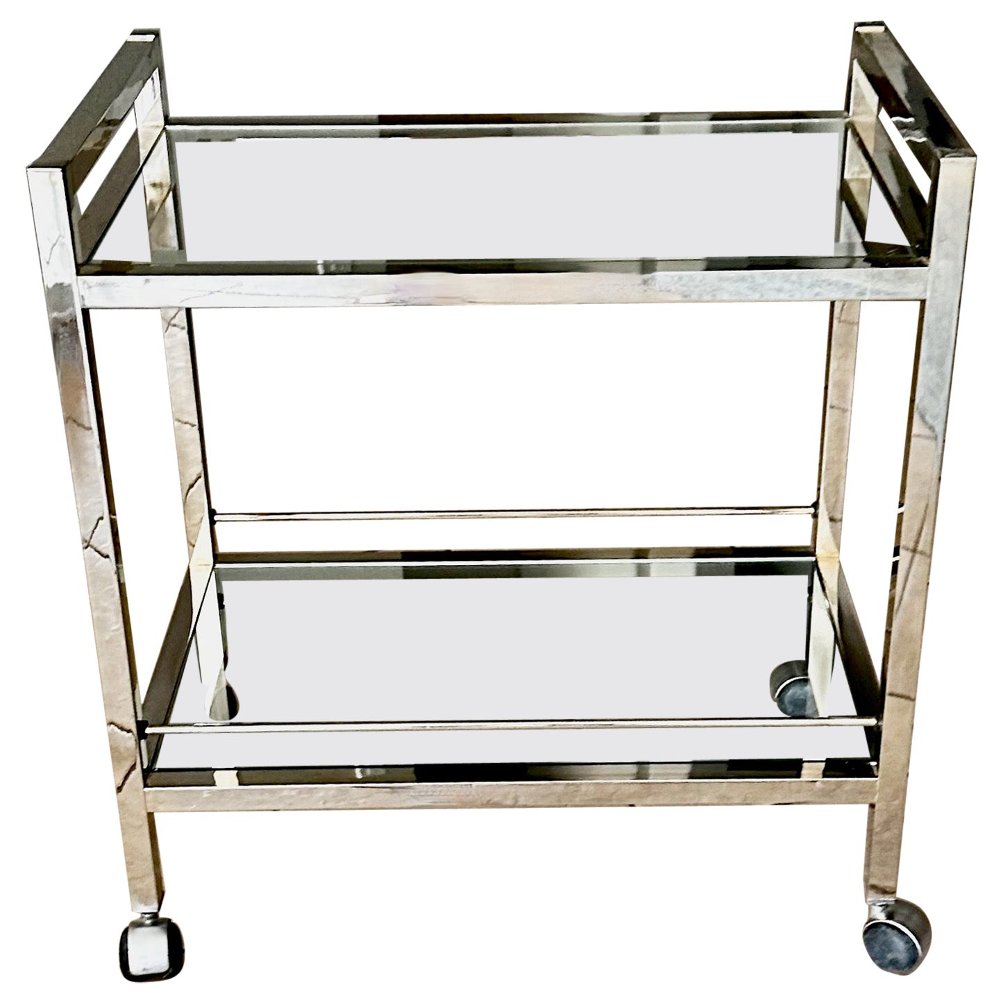 Modern Chrome Two-Tier Bar Cart