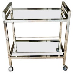Modern Chrome Two-Tier Bar Cart