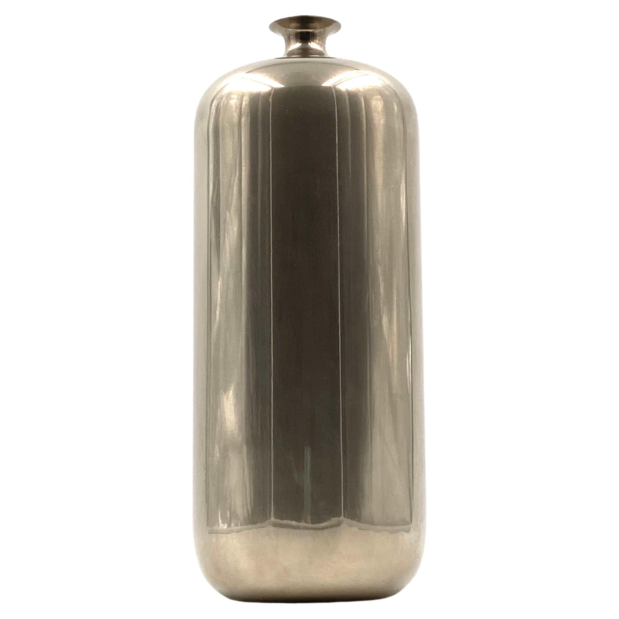 Modern Chromed Vase, Italy, circa 1980 For Sale