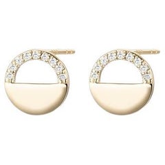 Moderne Kreis-Ohrstecker aus 14 Karat Gold mit Diamanten