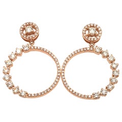 Modern Circle Motif Pair of Earrings Rose Gold Made in Italy