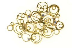 Modern Circle Sapphire Diamond Pendant/Pin