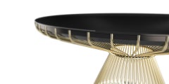 Modern Circular Dinning Table, Brass Legs, and Glass Top