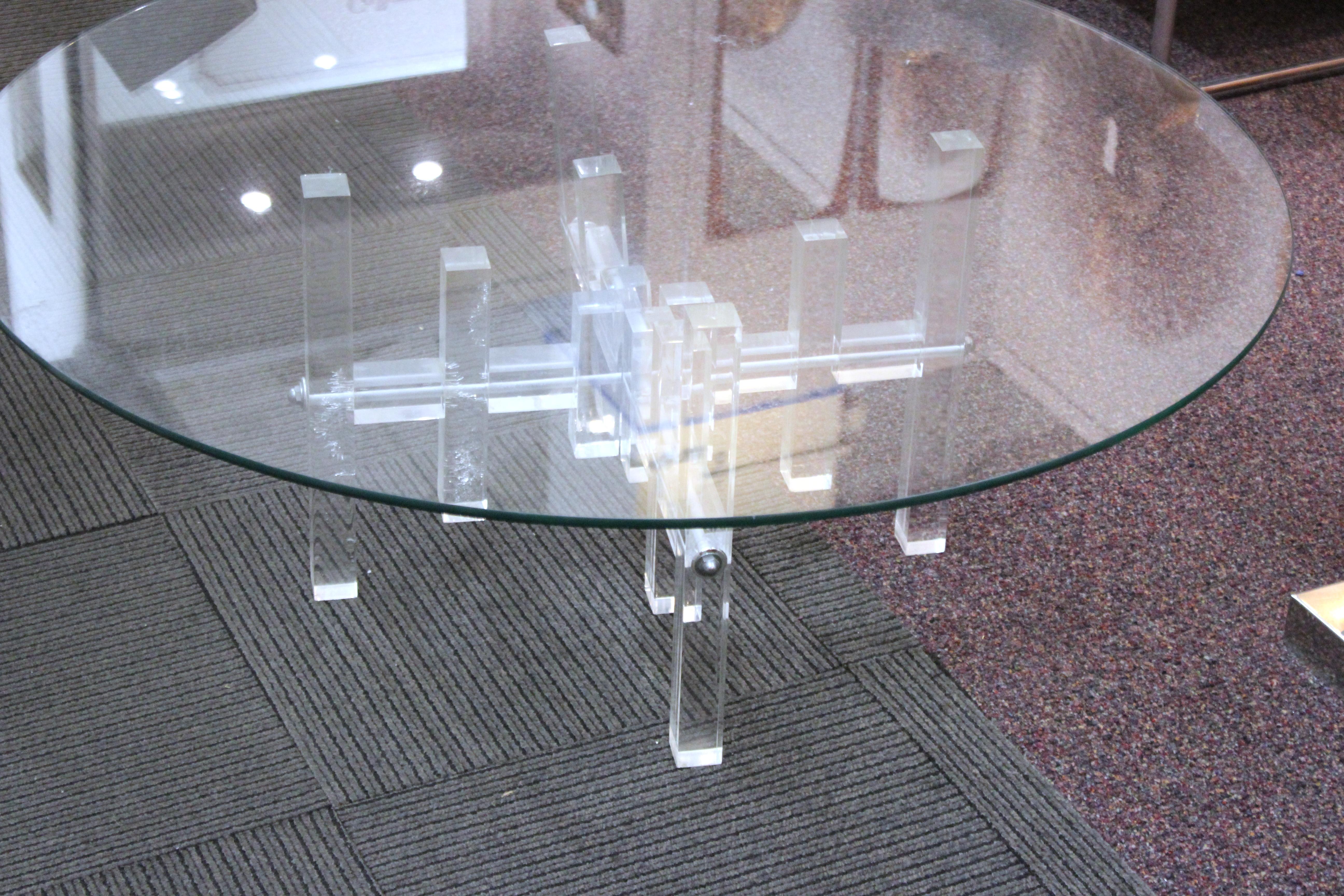 lucite and glass coffee table