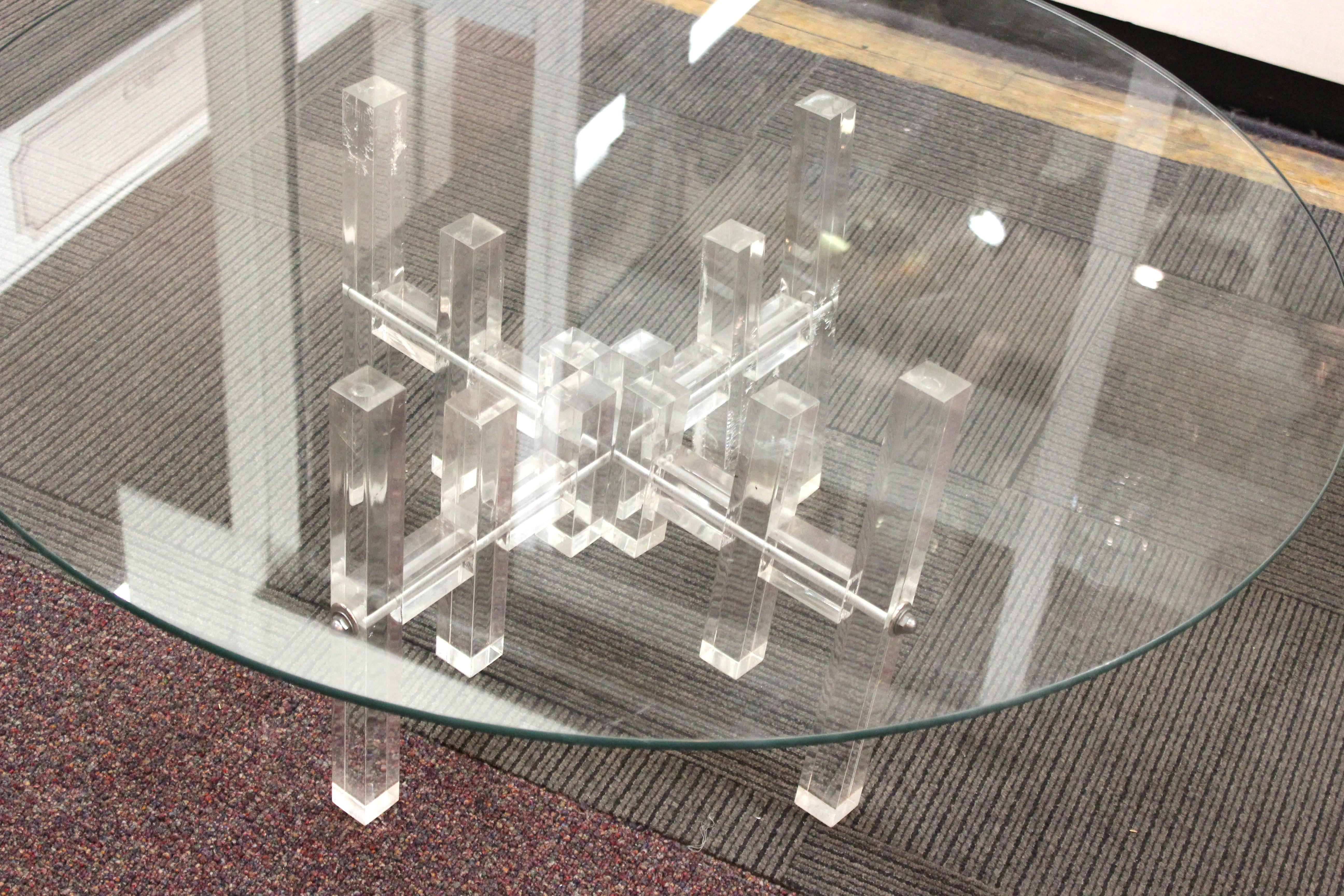 Modern Circular Glass Coffee Table with Lucite Base 2