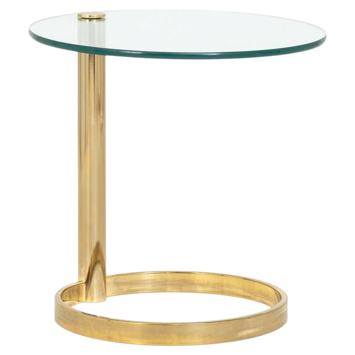 Modern Circular Glass Top Brass Coffee Table