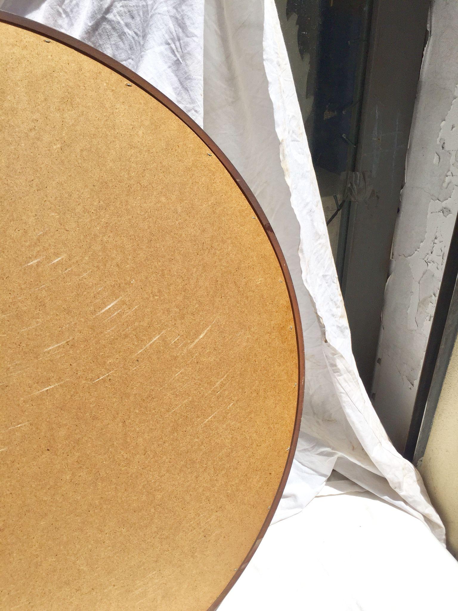Modern Circular Mirror in Brown Lacquered Wood from the 70s. Danish School Style For Sale 2