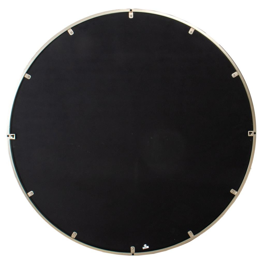 Modern Circular Mirror with Brushed Steel Frame For Sale 2