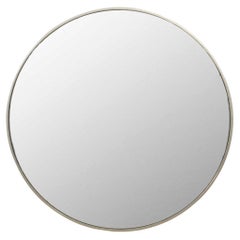 Used Modern Circular Mirror with Brushed Steel Frame