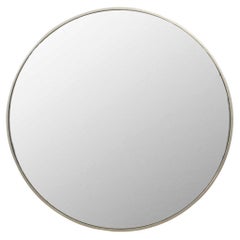 Modern Circular Mirror with Brushed Steel Frame