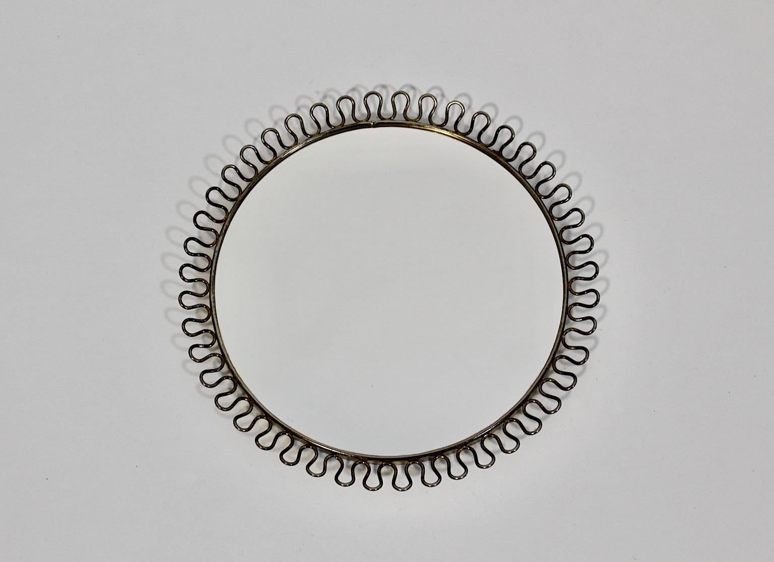 Metal Modern Circular Vintage Wall Mirror Circular Josef Frank Style 1970s For Sale