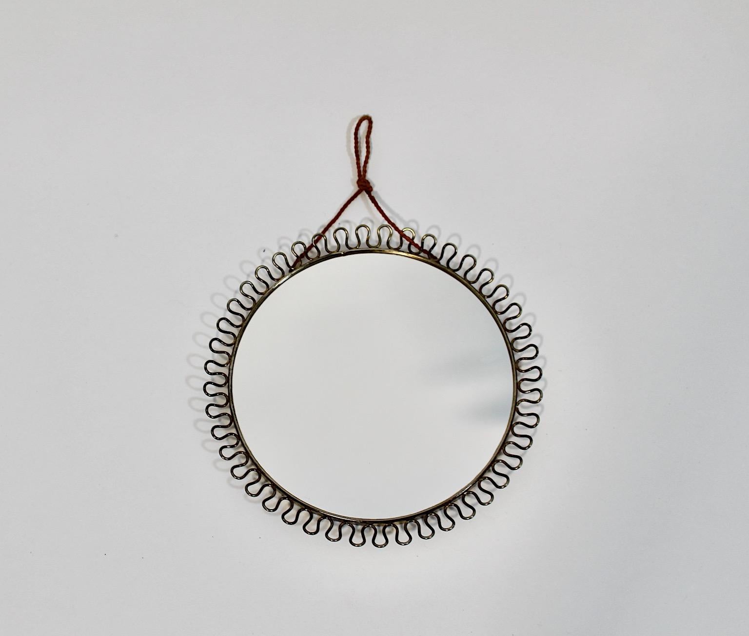 Modern Circular Vintage Wall Mirror Circular Josef Frank Style 1970s For Sale 2