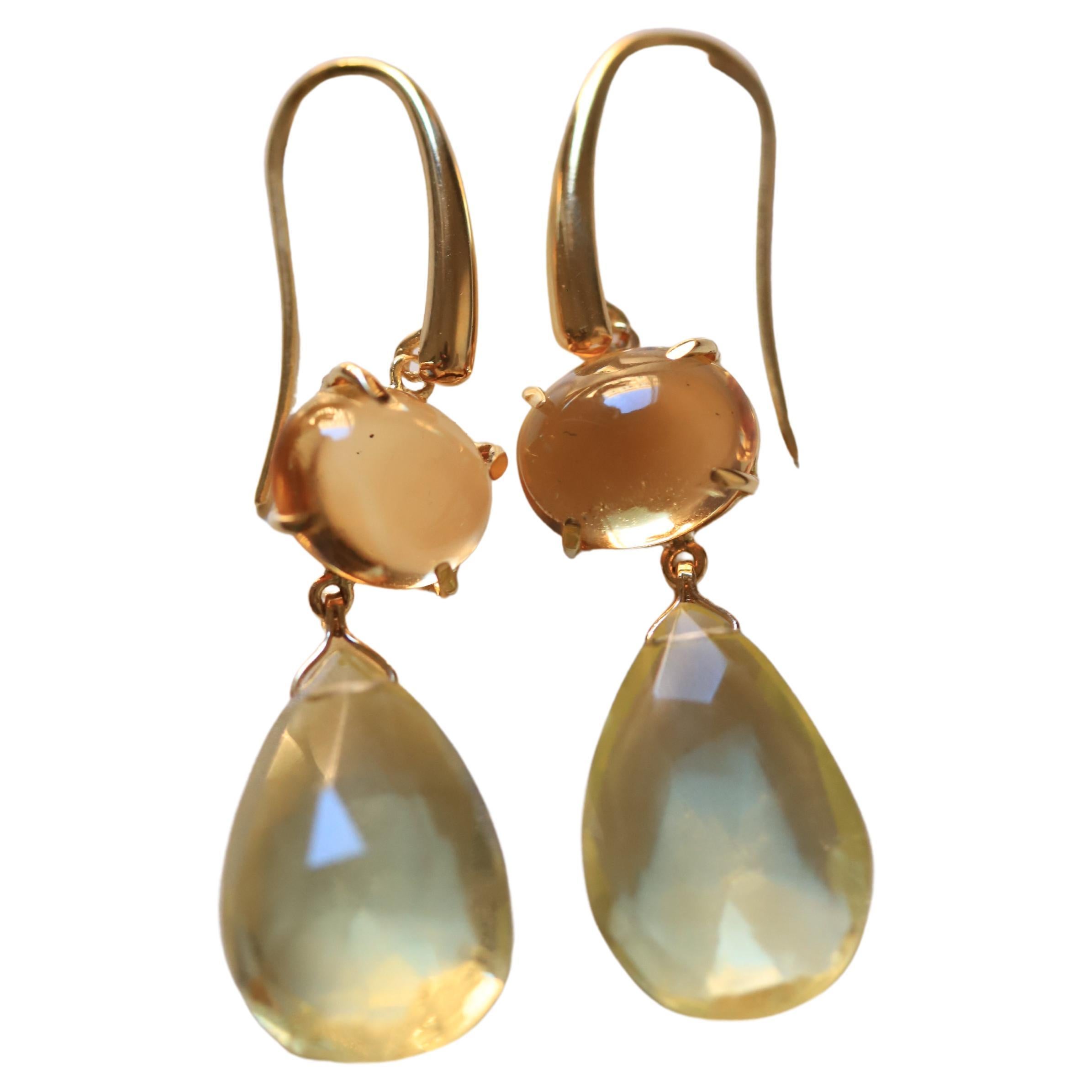 The Moderns Citrine Or Jaune 18K Dangle Deco Style Classy Drop Earrings
