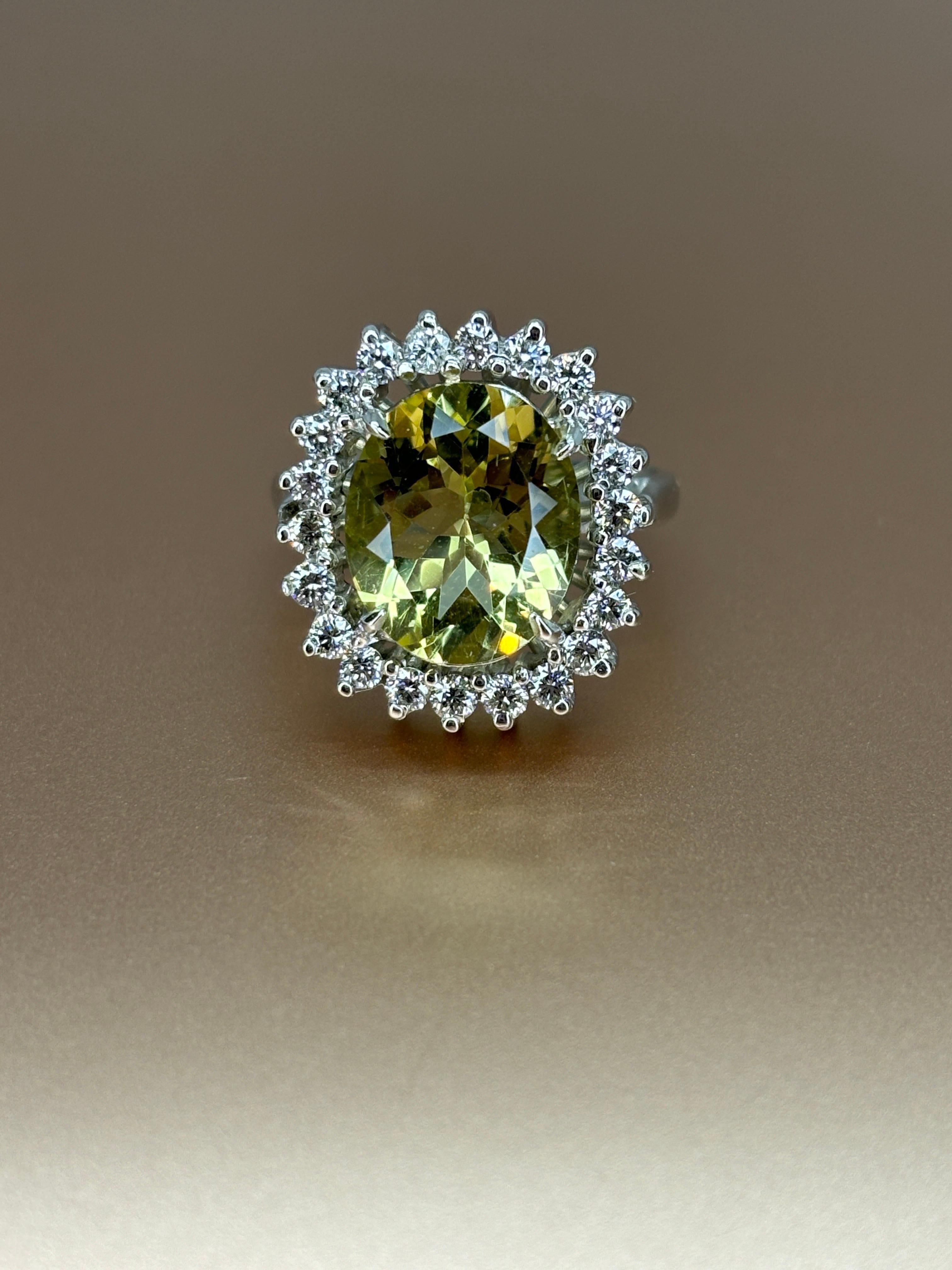 Modern Citrine Center Stone and Diamond Halo 18k White Gold Cocktail Ring For Sale 5