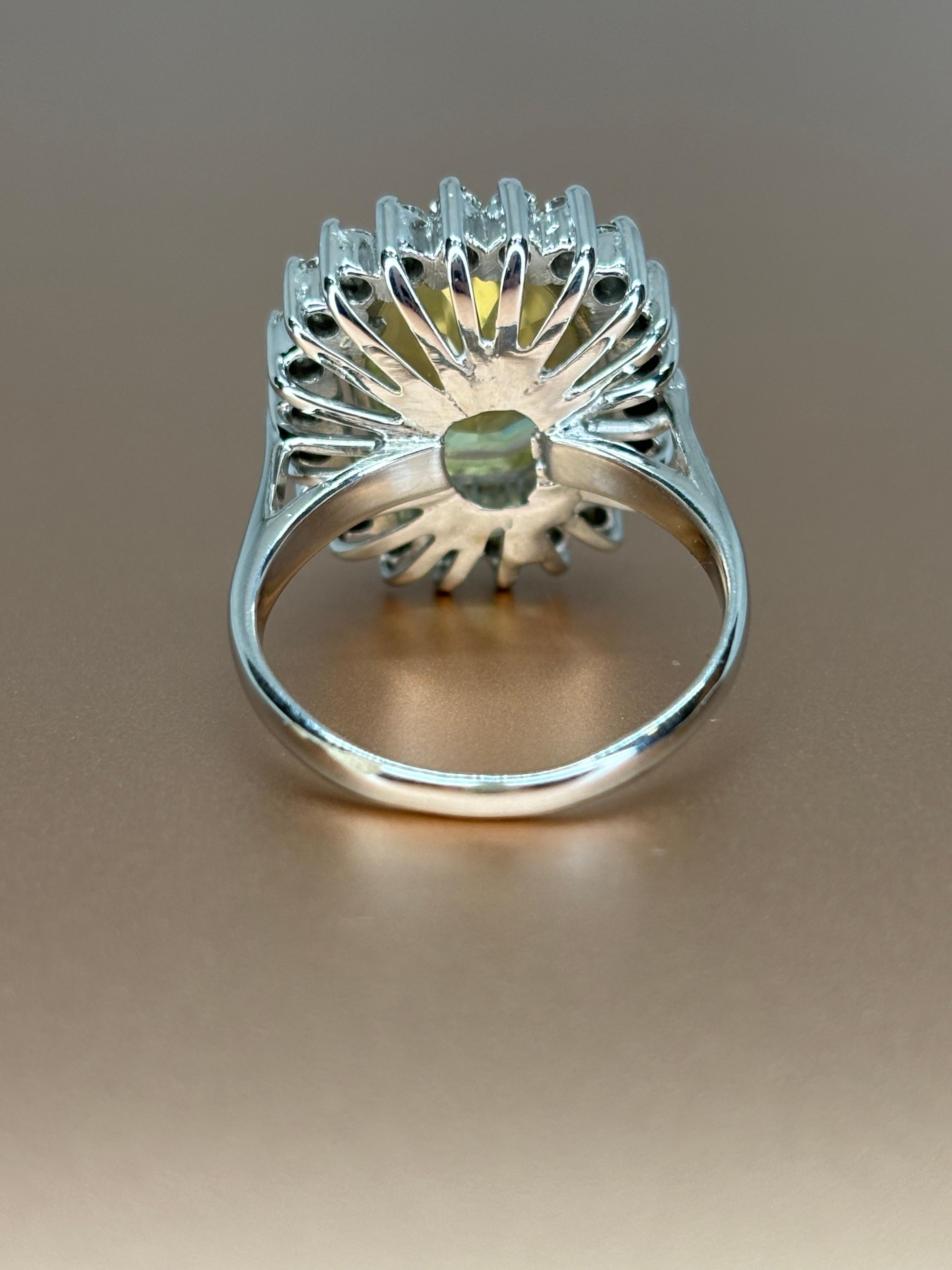 Modern Citrine Center Stone and Diamond Halo 18k White Gold Cocktail Ring In Good Condition For Sale In Bernardsville, NJ
