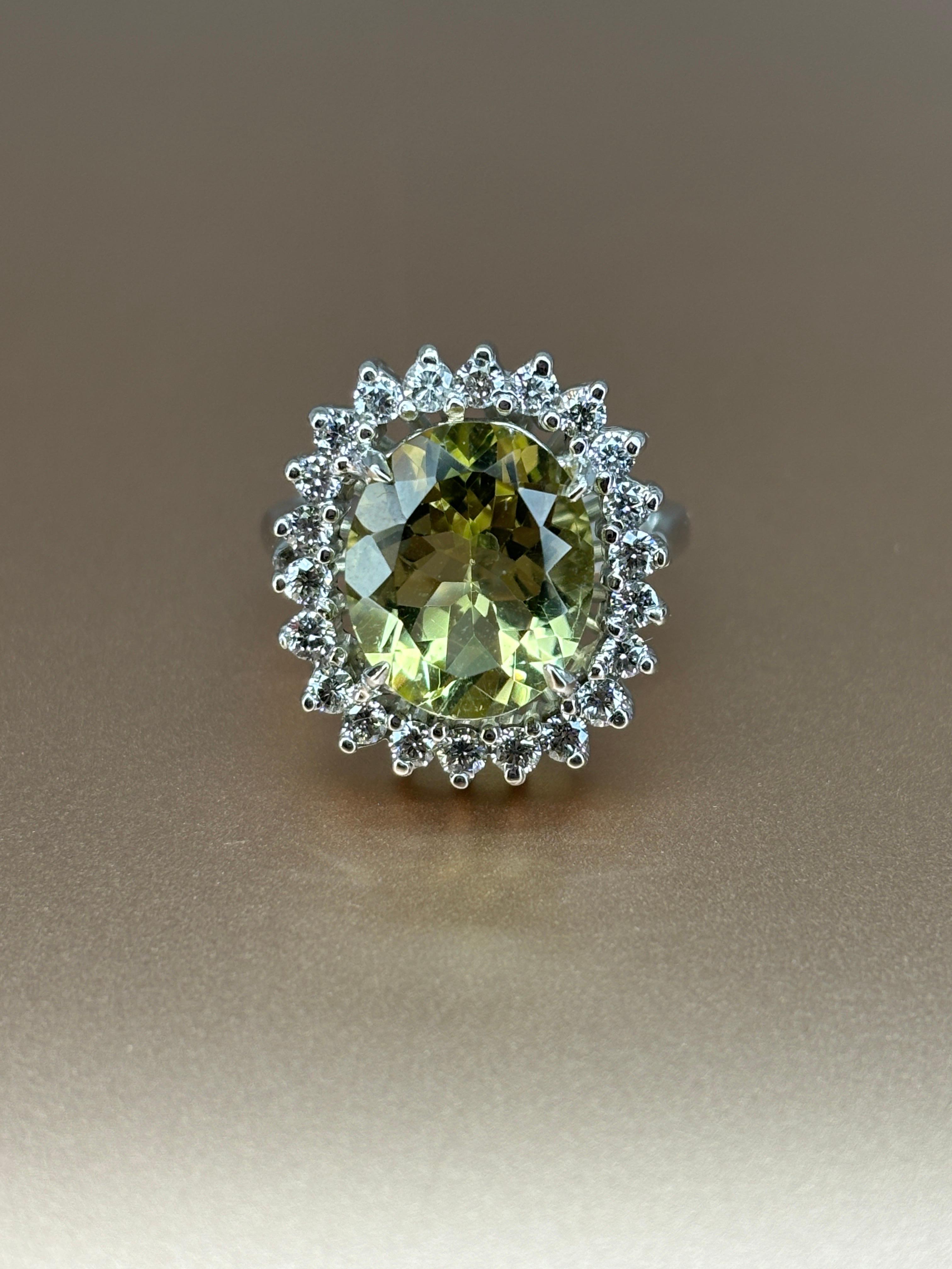 Modern Citrine Center Stone and Diamond Halo 18k White Gold Cocktail Ring For Sale 3