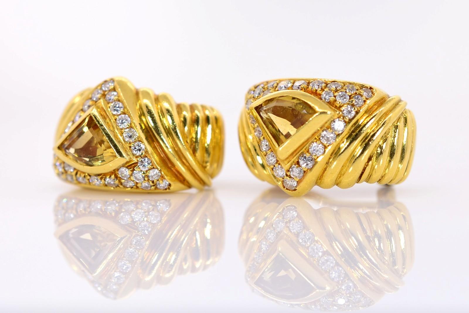 Women's Modern Citrine Diamond Earrings