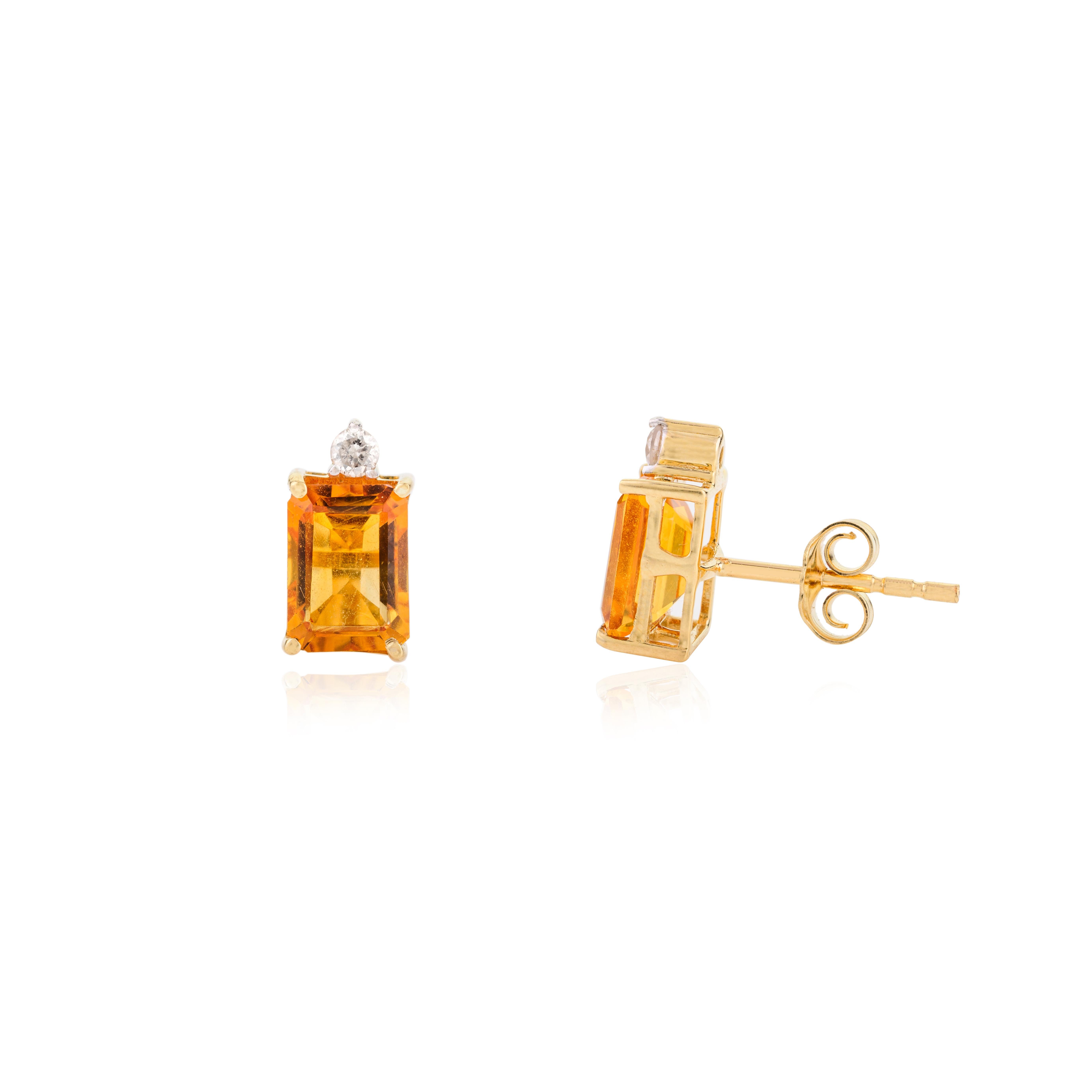 Modern Citrine Diamond Ring Pendant Earrings Set in 18k Yellow Gold Gift for Her For Sale 6