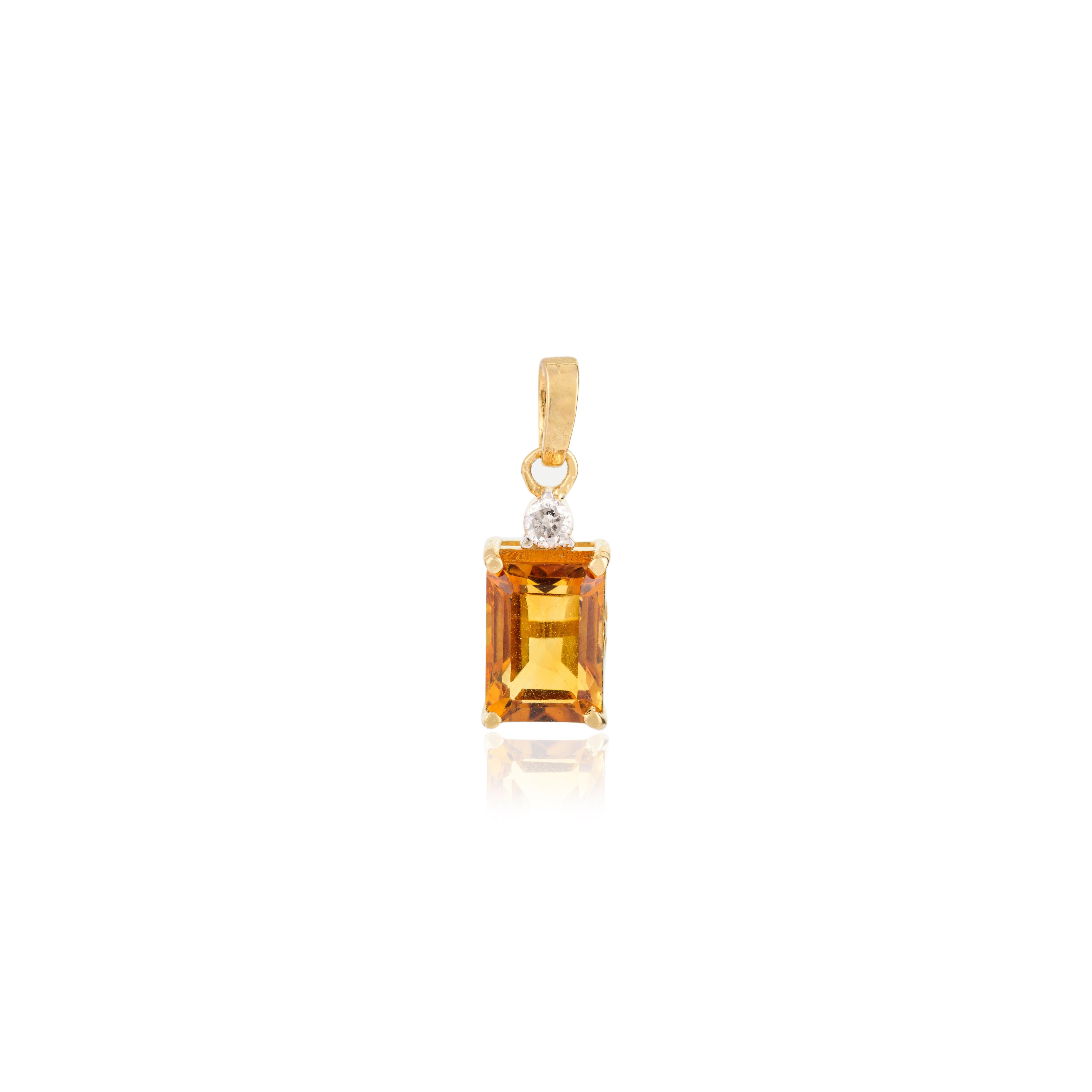 Modern Citrine Diamond Ring Pendant Earrings Set in 18k Yellow Gold Gift for Her For Sale 2