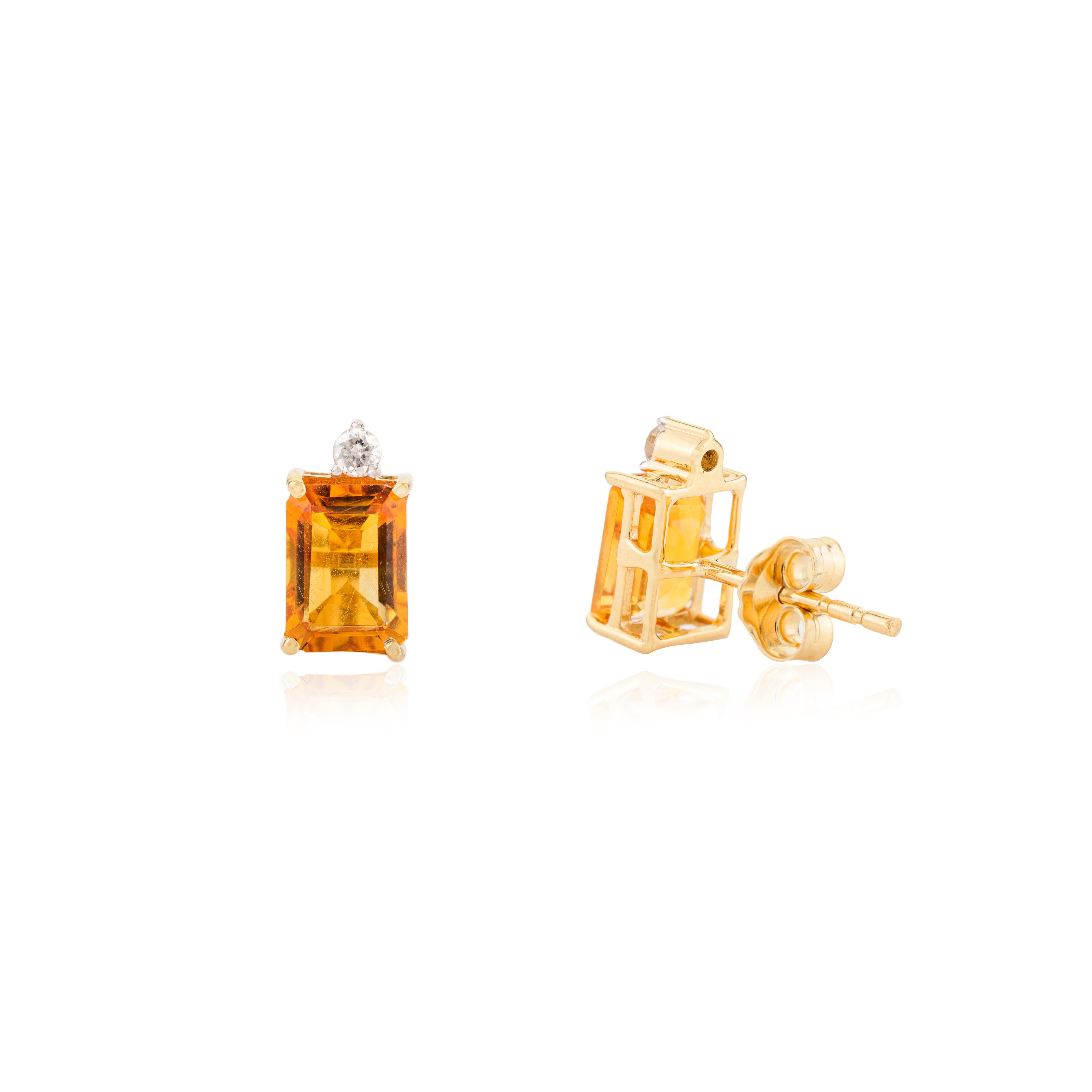 Modern Citrine Diamond Ring Pendant Earrings Set in 18k Yellow Gold Gift for Her For Sale 4