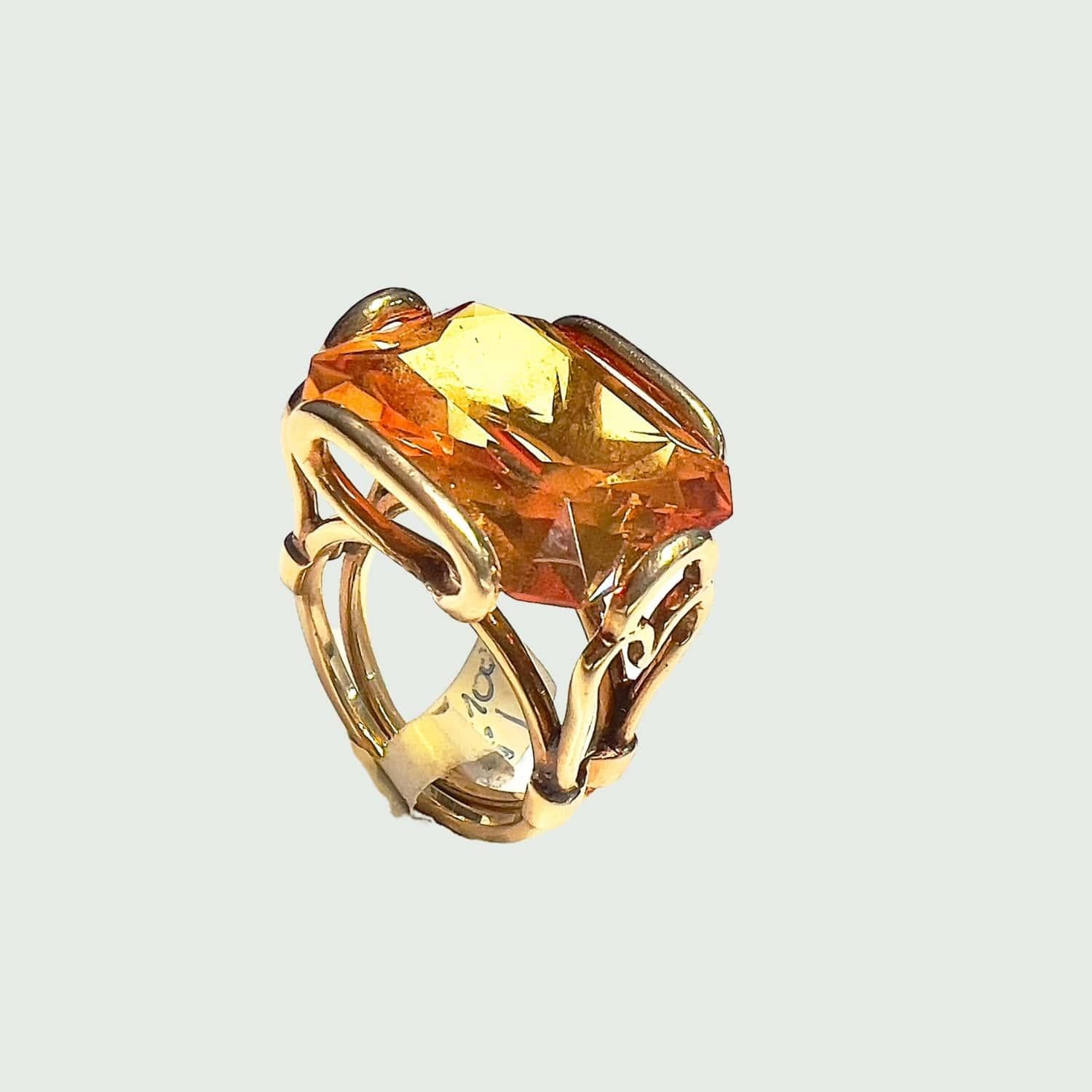 Modernist Modern Citrine Spinel Yellow Gold Ring For Sale