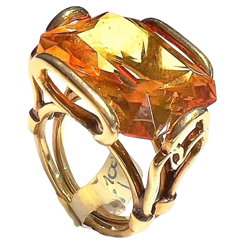 Modern Citrine Spinel Yellow Gold Ring For Sale