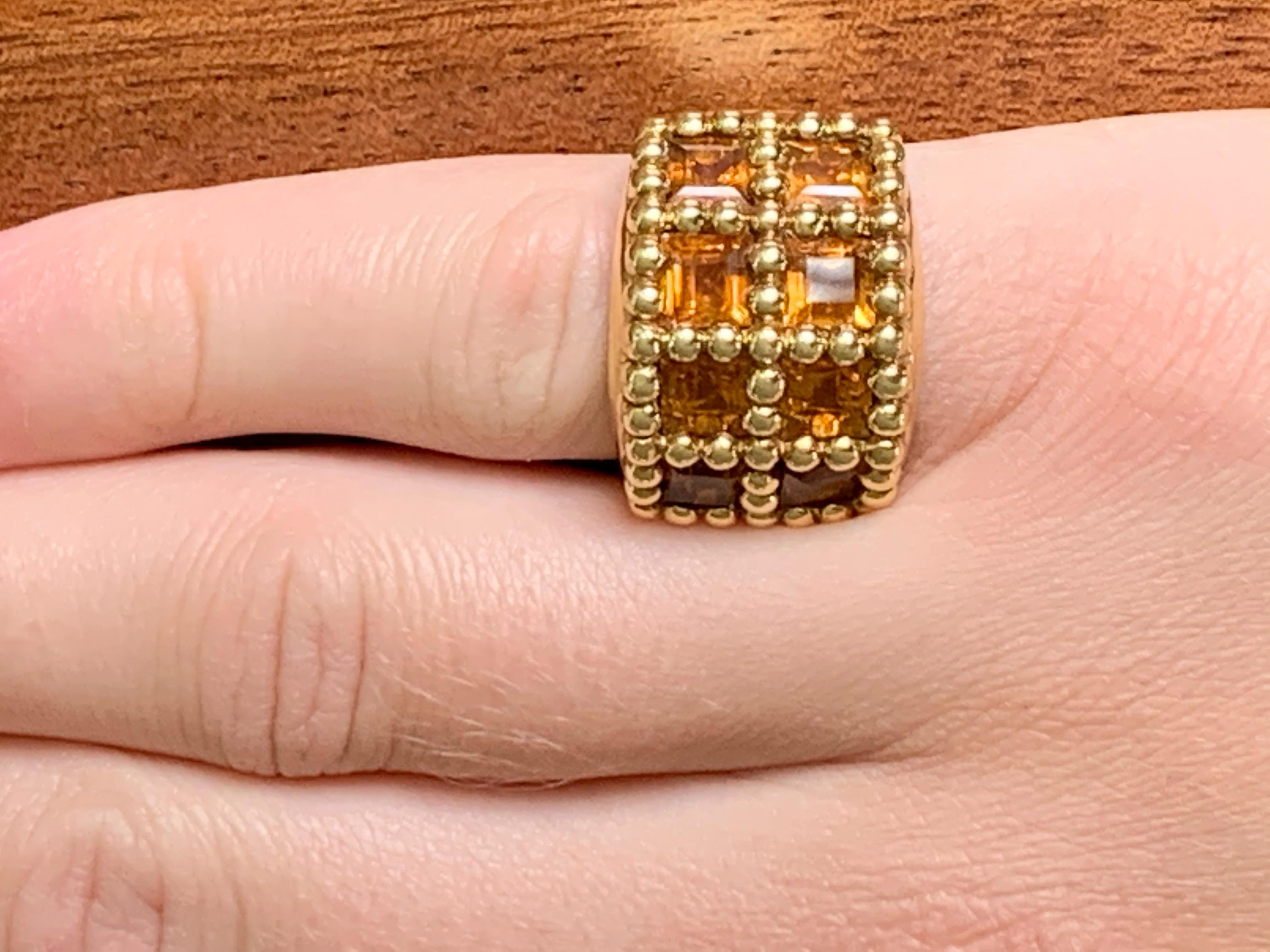 Modern Citrine Wide Band Style 18 Karat Yellow Gold Ring In Good Condition In St. Louis Park, MN