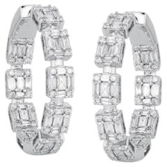 Pendientes de aro de oro amarillo de 14K, estilo «Modern Classic», con diamantes de 0,30 ct