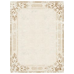 Modern Classic Beige Rug Floral Pattern, Ornate Stucco Antique White, Large