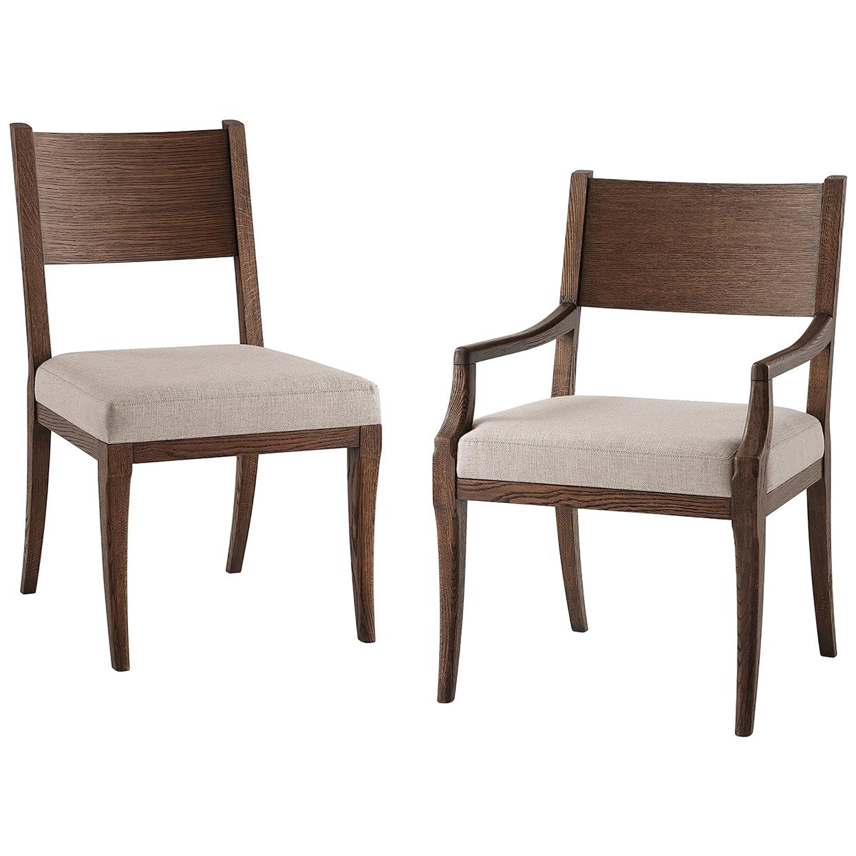 Modern Classic Brushed Oak Dining Chairs