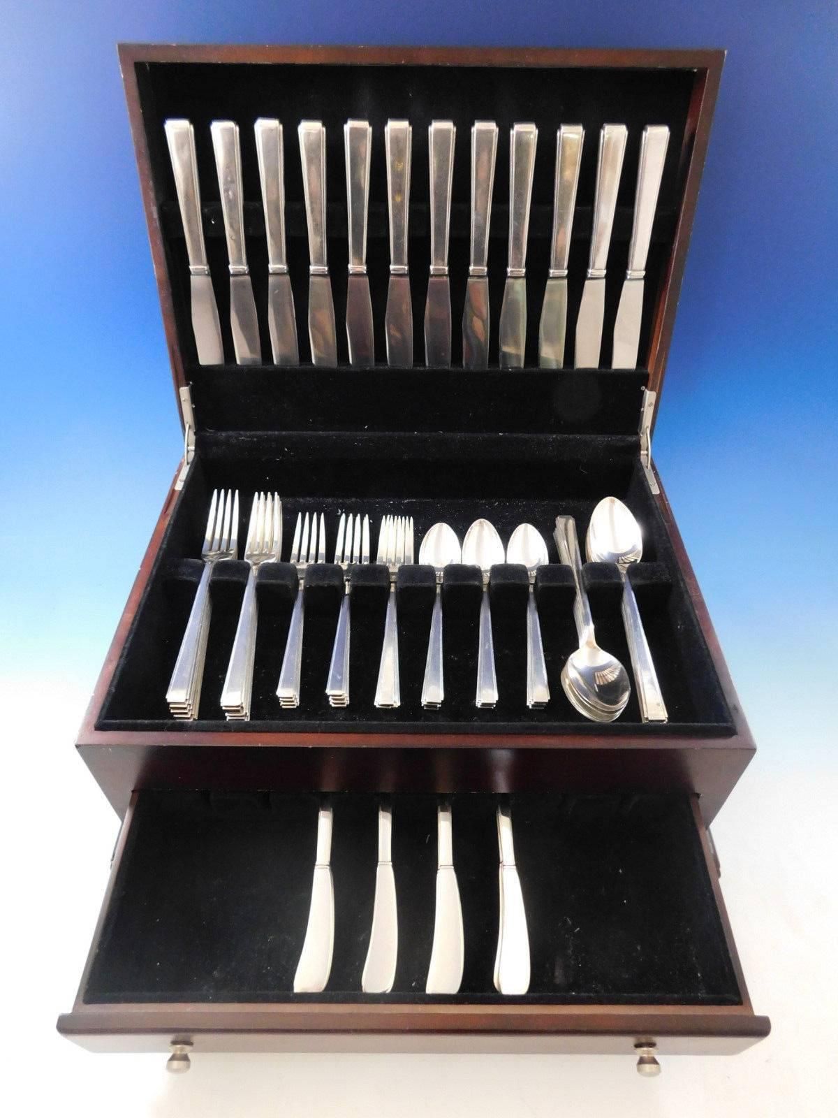 Modern Classic by Lunt sterling silver flatware set, 72 pieces. This set includes:

12 knives, 8 7/8