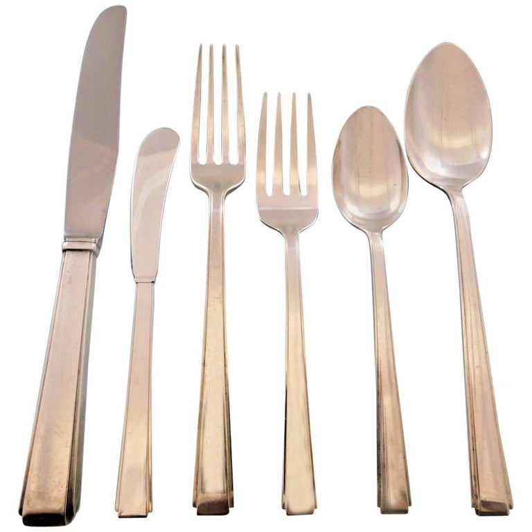 Modern Classic by Lunt Sterling Silver Flatware Set for 12 ...