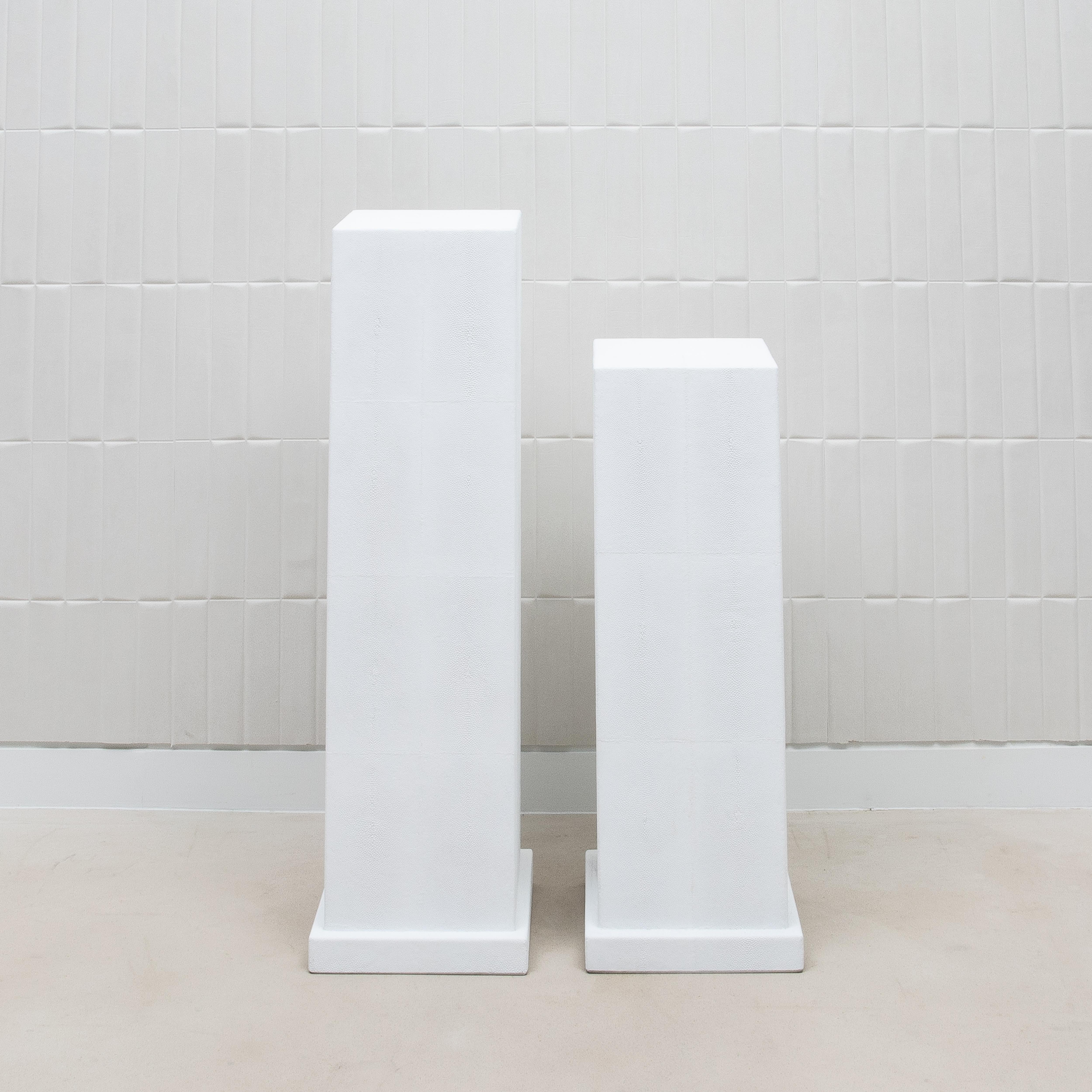 Philippine Modern Classic Column Large in White Shagreen by R&Y Augousti For Sale