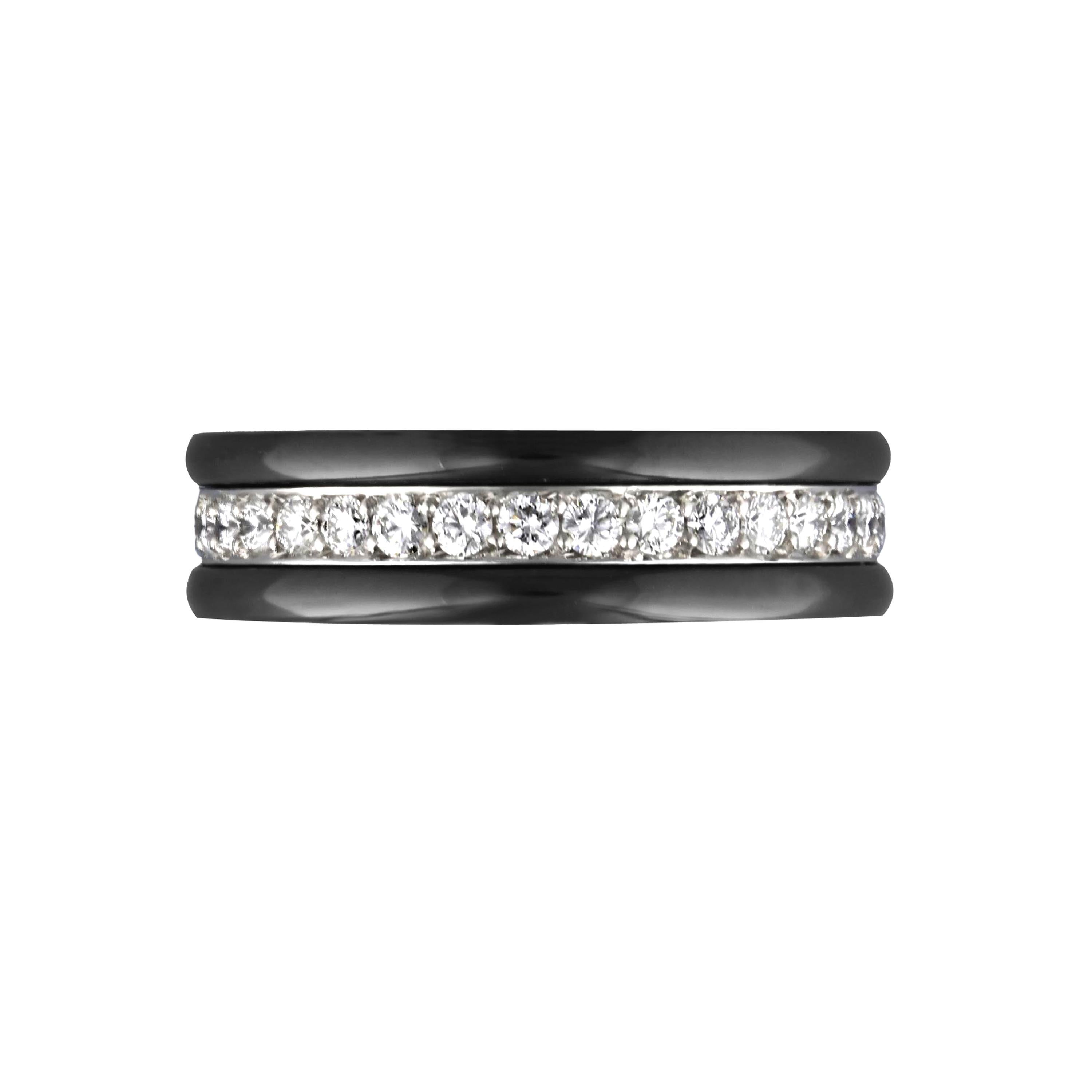 A classic Deco design - a diamond eternity band with high gloss black scratch resistant 