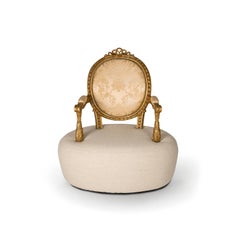 Modern Classic Elizabeth I Armchair in Carved Wood and Patinated Fine Gold Leaf