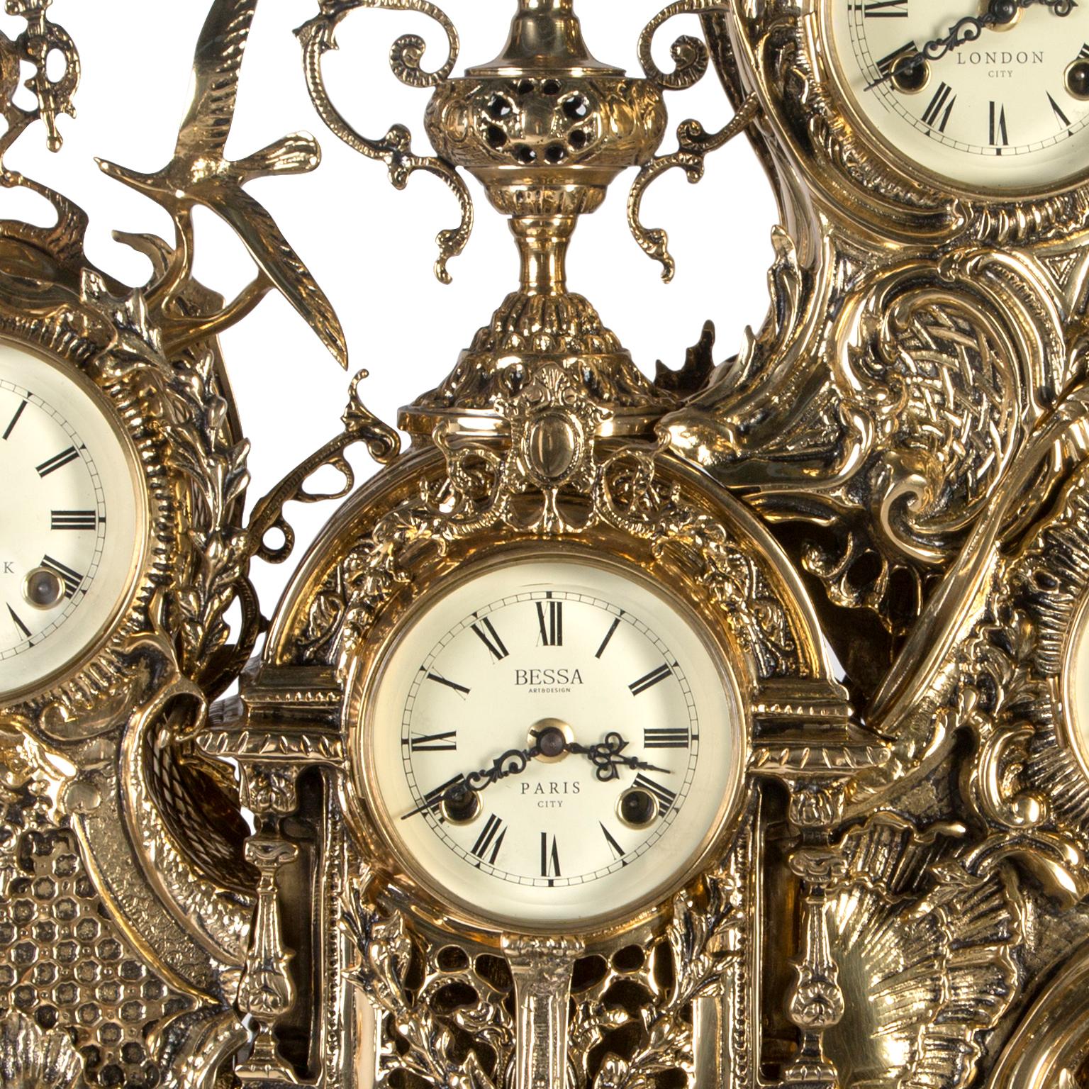 Portugais Horloge grand-père The Moderns Classic en laiton poli et marbre Portoro noir en vente