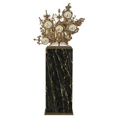 Modern Classic Grandfather Clock in Polished Brass and Black Portoro Marble