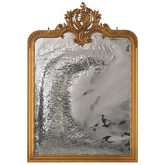 Espejo de Pared Imaginarium Clásico Moderno, Madera Tallada Dorada e Inox Pulido
