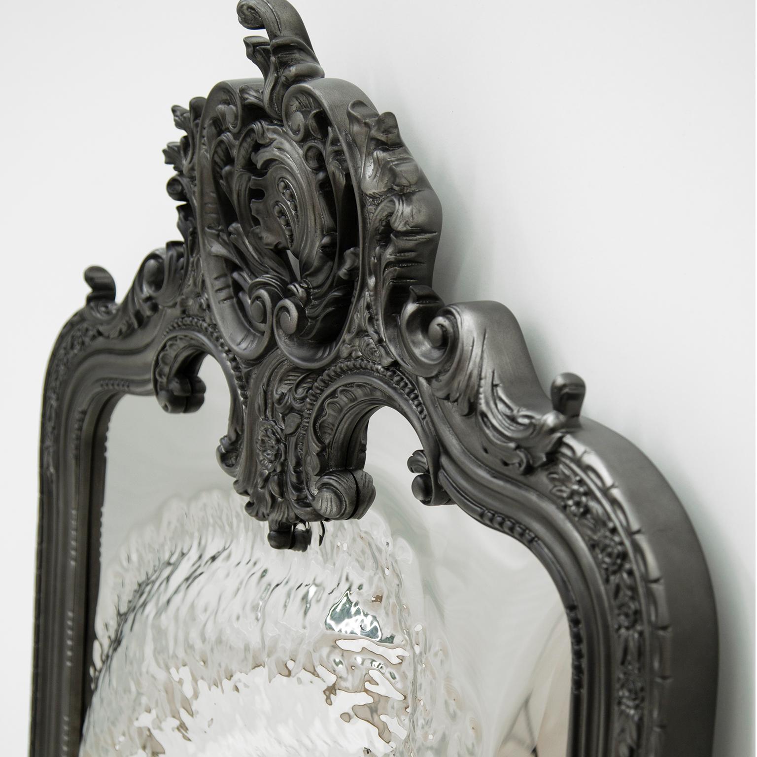 Modern Classic Imaginarium Wall Mirror in Black Carved Wood and Polished Inox In New Condition For Sale In Oporto, PT