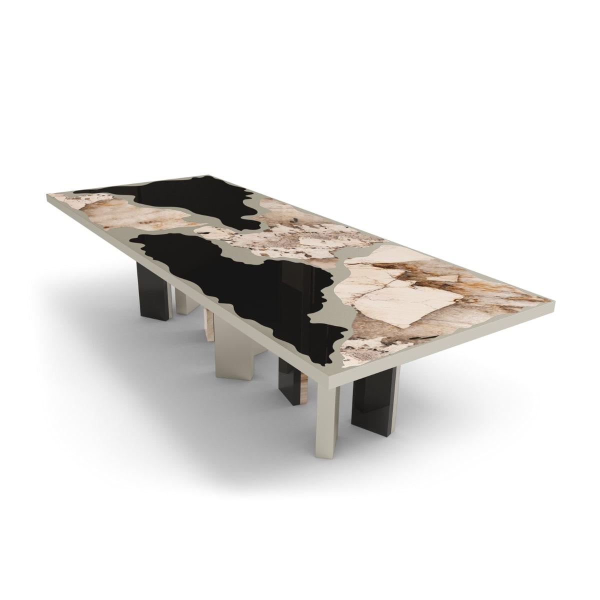 Portuguese Modern Classic Patagonia Marble Grava Dining Table by Covet House For Sale