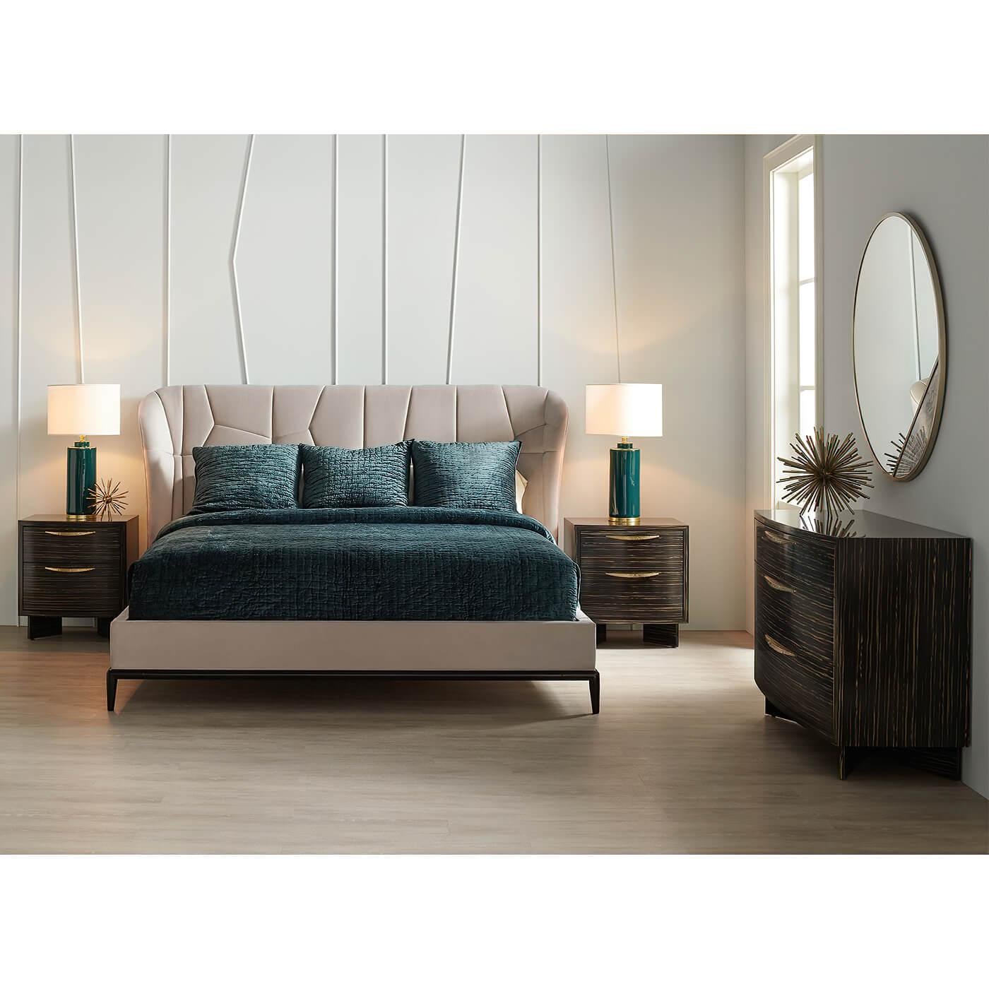 Contemporary Modern Classic Upholstered King Bed For Sale