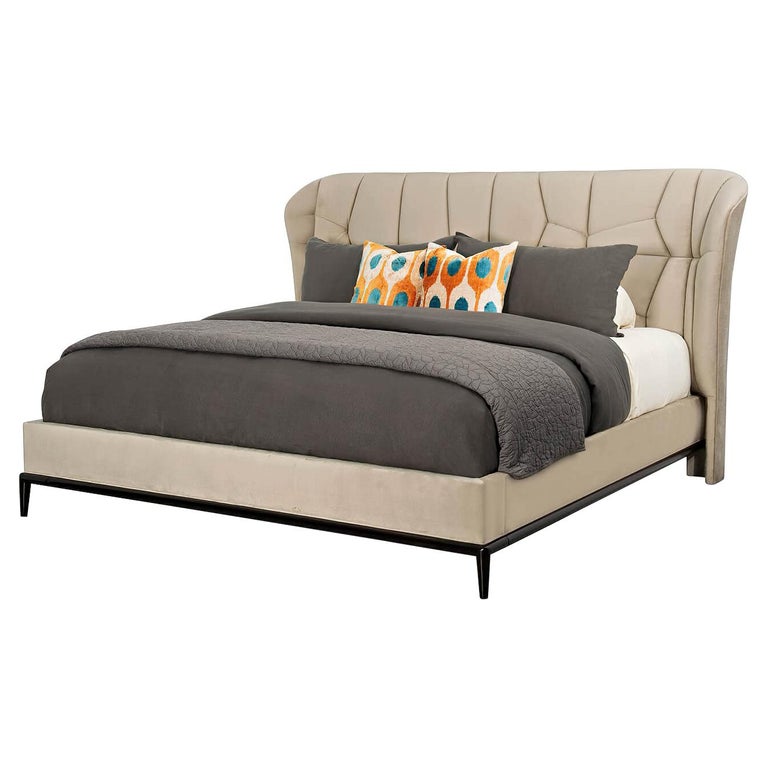 Modern Classic Upholstered Queen Bed For Sale at 1stDibs