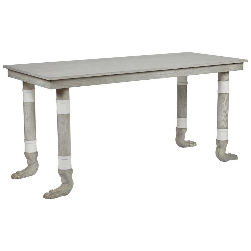Modern Classical Lupa Console Hand Carved Oak Paw Feet by Martin and Brockett